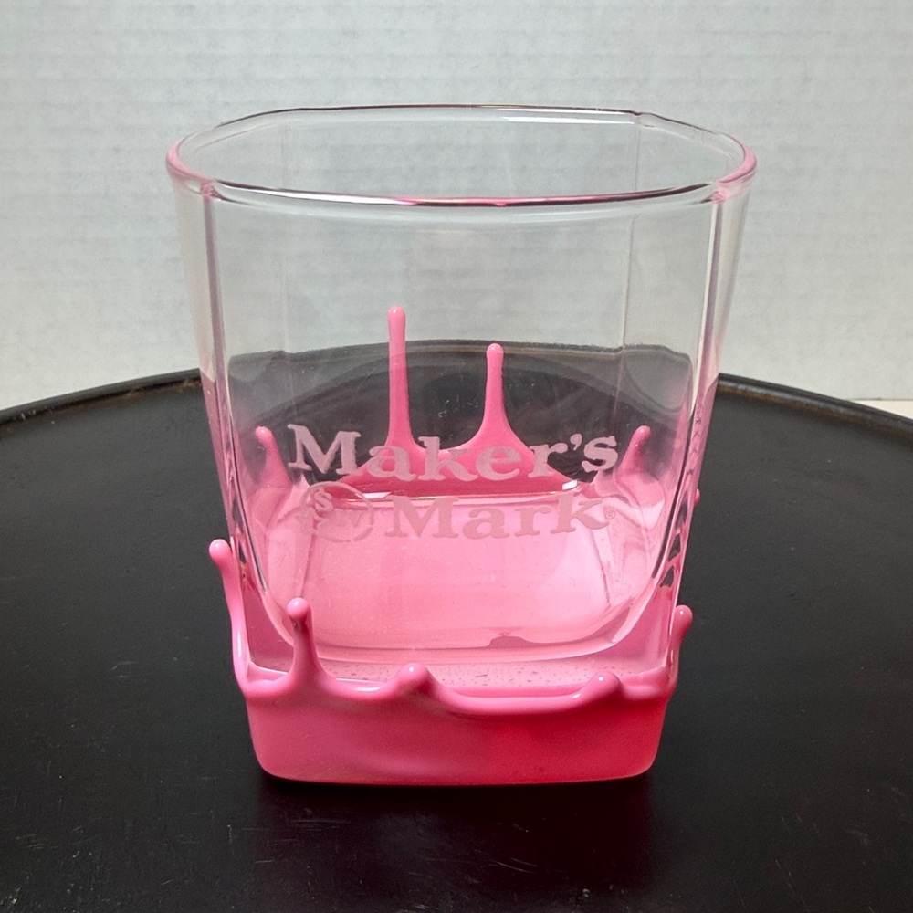 Maker’s Mark Whiskey PINK Wax Dipped Glass 8 oz
